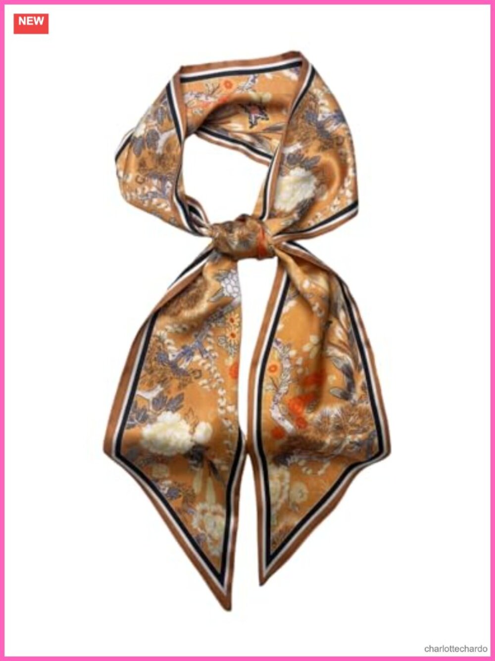 Silky Satin Long Hair Scarf Floral Head Wrap Purse Bag Accessory